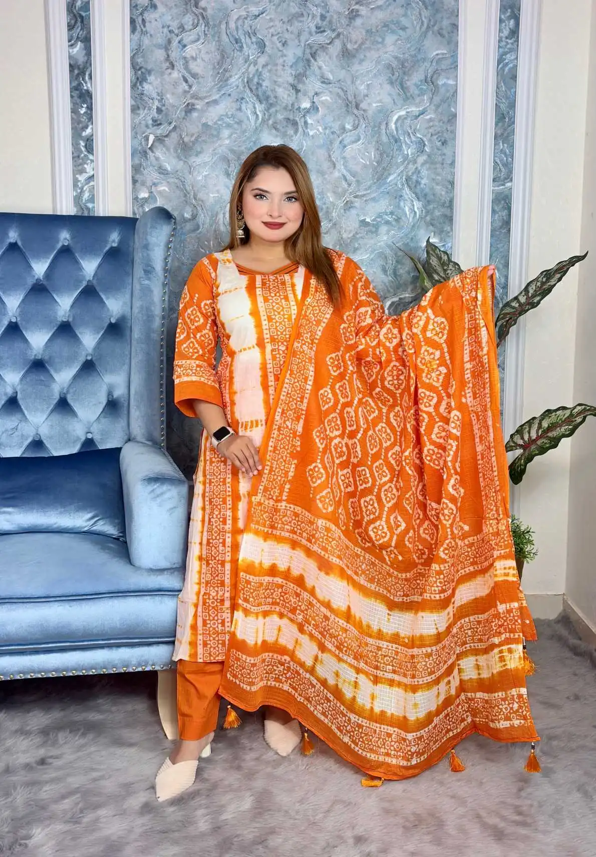 আনস্টিচ প্রিমিয়াম কটন বেক্সি বাটিক থ্রি-পিস জামা + ওড়না + প্যান্ট (BB-2)