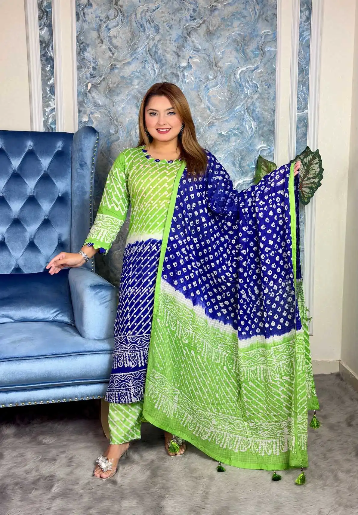 আনস্টিচ প্রিমিয়াম কটন বেক্সি বাটিক থ্রি-পিস জামা + ওড়না + প্যান্ট (BB-3)